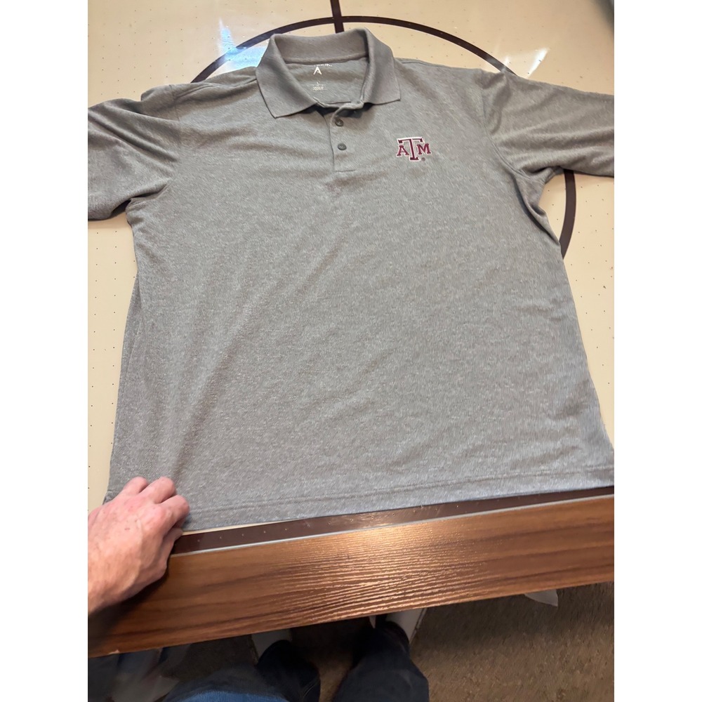 1181 Antigua Texas A&M Aggies Polo Shirt Mens Large Gray Short Sleeve ATM  Golf